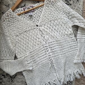 Vintage Tiara Y2k Crochet Sweater Boho Cottage Core Coastal Cowgirl Womens XL